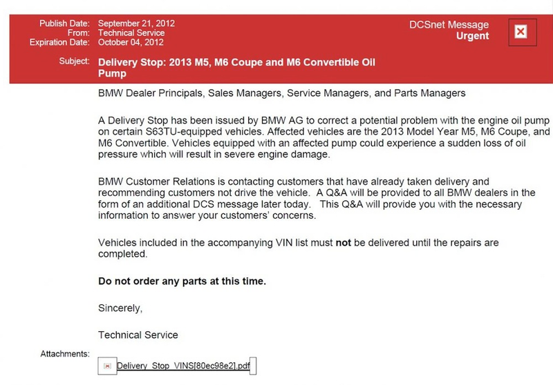Illustration for article titled BMW Tells M5 And M6 Owners To Stop Driving Their Cars Or Else
